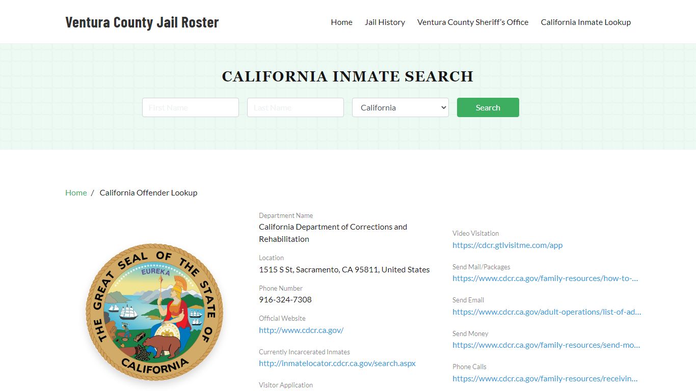 California Inmate Search, Jail Rosters - Ventura County Jail